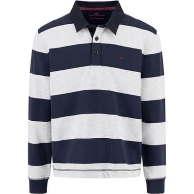 Fynch-Hatton Trui Sweat Rugby Striped Polo Collar Navy / male