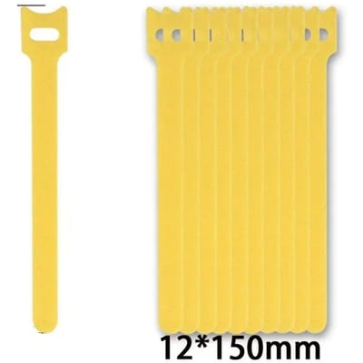 Bevestigt Zelfklevende Klittenband Strap 10/30/50 Stuks Kabelbevestigingsband Naaibaar Herbruikbaar Lange T-tie Computer Datakabelbinders DIY Tape 10pcs geel