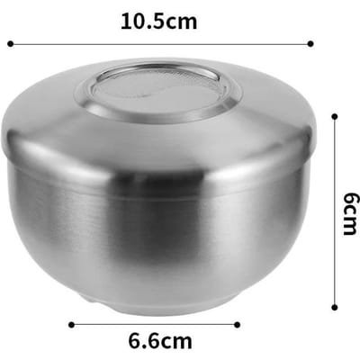 Bol à kimchi Sutra en acier inoxydable 304, bol à riz double couche avec couvercle, bol à soupe ramen maison, bols à riz anti-brûlure pour enfants gray