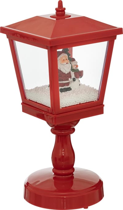 Feeric Lights Snowglobe/sneeuw lantaarn - rood - D13,5 x H31 cm - kerstman - vloerlantaarn