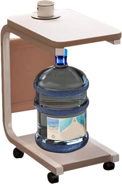 Bijzettafel C-vorm - Dubbellaags tafel - Ruimte maximaliseren - Verrijdbaar ontwerp - 40 x 28 x 63 cm - Walnoot