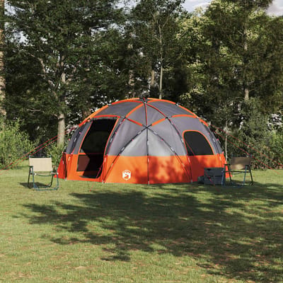 vidaXL - Koepeltent - met - dak - Grijs - en - Oranje - 475 - x - 475 - x - 235 - cm - taft