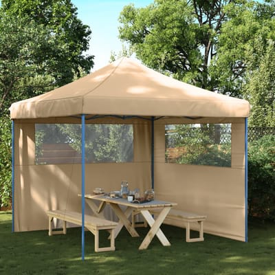 vidaXL - Partytent - inklapbaar - pop-up - met - 2 - zijwanden - beige