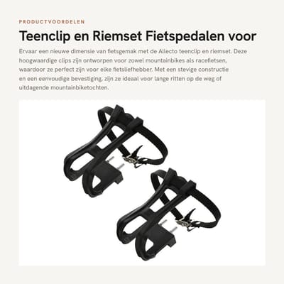 Dailygoods- Fietspedalen Duurzaam - Fietspedalen Mountainbike - Fietspedalen Racefiets - Teenclip/Riemset - Hoogwaardig Materiaal - Geschikt voor Afneembare Reflector - Fietspedaalriem