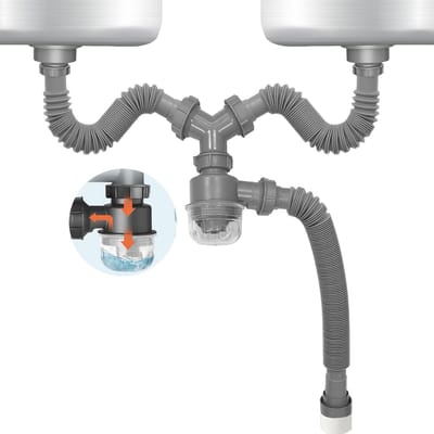 gootsteenafvoerset, uitbreidbaar, flexibel, 1 1/2 inch P-val met zichtbare, afneembare, gemakkelijk te reinigen waterafdichting, anti-geurbeker voor badkamer, gootsteenafvoerpijpset