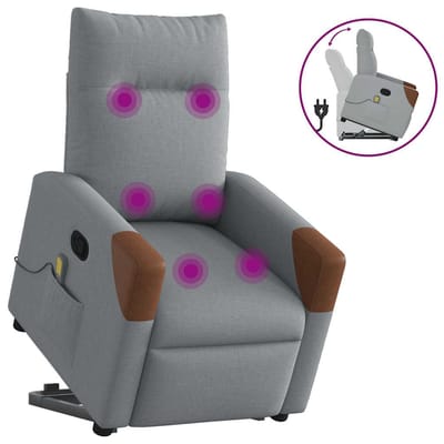 vidaXL - Sta-op-massagestoel - verstelbaar - stof - lichtgrijs