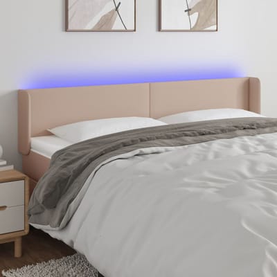 vidaXL - Hoofdbord - LED - 183x16x78/88 - cm - kunstleer - cappuccinokleurig