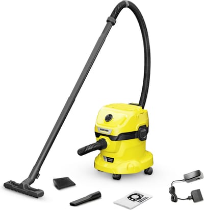 Kärcher WD 2-18 V Battery Set Nat-en Droogzuiger - Accu 18 V / 2,5 Ah en lader inbegrepen - 7 liter - Schuimfilter