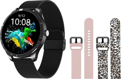 Belesy® Q9 Pro - Smartwatch Dames – Smartwatch Heren - Horloge - 1.28 inch - Kleurenscherm - Stappenteller - Bloeddruk - Hartslag - 75+ Wijzerplaten – Sporten – Milanees – Staal – Zwart - Kerstcadeau