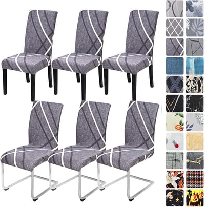 Dailygoods- Stoelhoezen Stretch - Set van 6 Stuks - Eetkamerstoelen - Afneembaar - Wasbaar - Elastisch Materiaal - Stoelbekleding