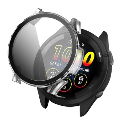 Screen protector - Geschikt voor Geschikt voor Garmin Forerunner 265 - Full Cover Hard Case / Beschermend Hoesje - Transparant