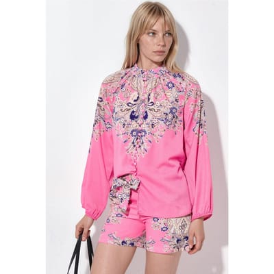 Paisley Woven Jumpsuit Met Strikdetail