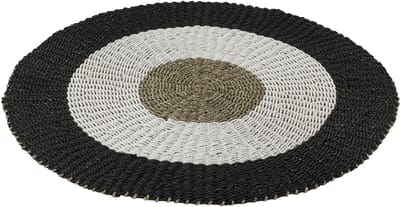 J-Line vloerkleed - kunststof - wit/zwart - small