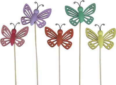 Bloemstokjes voor lentedecoratie, houten decoratieve vlinders, 6 x 8 c