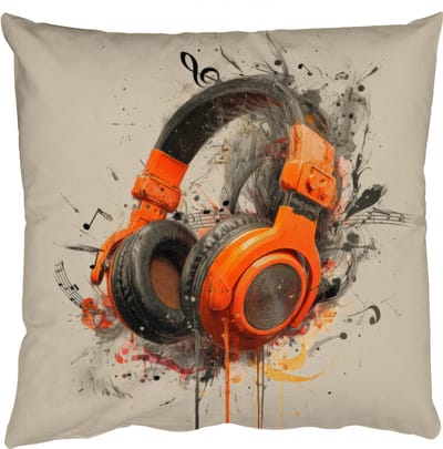Sierkussens - Kussentjes Woonkamer - 50x50 cm - Koptelefoon - Oranje - Explosief