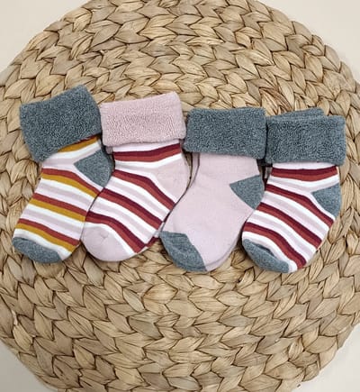 iN ControL 4pack TERRY babysokjes - roze
