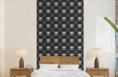 Behang - Fotobehang Patronen - Skull - Botten - Piraten - Jongens - Kinderen - Kids - Jongetje - Breedte 120 cm x hoogte 240 cm