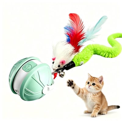 Interactieve Kattenbal - Automatisch Bewegend Kattenspeelgoed met Licht - USB-C Oplaadbare Speelbal voor Katten en Kittens - Rollend en Schuddend Denkspel voor Binnenkatten - Groen