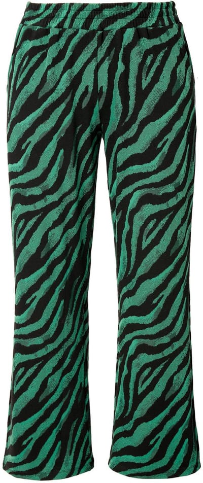 MIAMODA - Dames - Broek gekleurd zebramotief elastische tailleband. - Groen - Maat 46