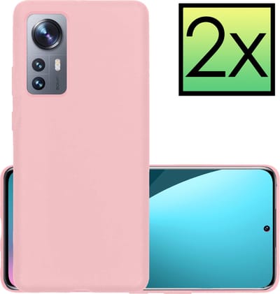 Hoesje - 2 Stuks - Geschikt voor Xiaomi 12X - Sterk & Shockproof - Case Siliconen - Back Cover - Telefoon Hoes - Lichtroze