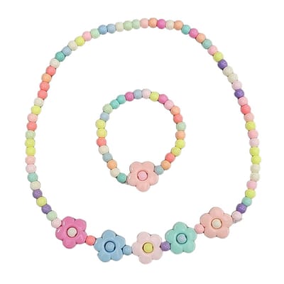 Fako Bijoux® - Kinderketting en Armband - Plastic - Bloemetjes