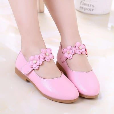 Kinderbloemen Decoratie Prinsessenfeest Optredenschoenen Antislipschoenen voor Grote Meisjes Schoenen met Zachte Zool en Lage Hak 23