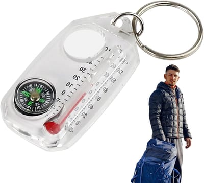 Kompas Thermometer Sleutelhanger - Navigatie Tool - Outdoor Navigatie - Nauwkeurige Temperatuurmeting - 6x3.1x1 cm - Niet gespecificeerd