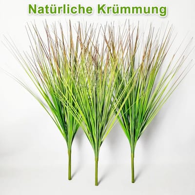 Famanu - 12 stuks kunstplanten als echt kunstgras, kunstplanten, buiten, kunstgroene stelen, grassen, kunstbalkonplanten, tarwegras, uv-bestendig, decoratief gras voor binnen en buiten, tuin