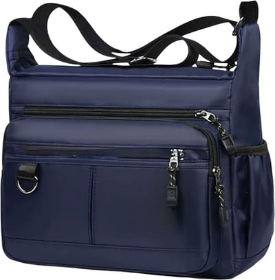 Heren Business Crossbody Tas – Multi-Layer Vakken, Verstelbare Schouderband voor Werk, Reizen & Dagelijks Gebruik - Blauw