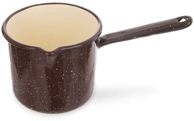 Orion Retro – Steelpan – Geëmailleerd – 1,2 L – Met schenktuit en lange steel