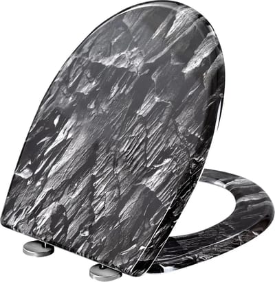 BukkitBow - Toiletbril met Softclose - Toiletbril / Toiletzitting met Print - Antibacterieel - Moderne Steen
