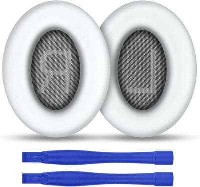 Vervangende Oorkussens voor Bose QuietComfort 35 - Zacht Geheugenschuim en Echte Leer, Wit, Comfort en Geluidsisolatie