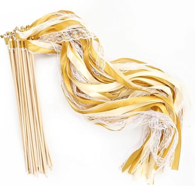 Tovenaarsstokjes set van 30 - goud en wit - met bellen - perfect voor bruiloften - ShopVlot