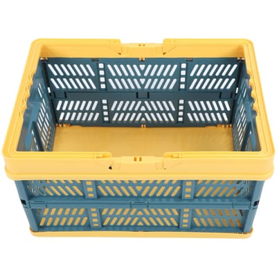 Paniers Pliables avec Poignées PP Imperméable Caisses de Rangement Pliables pour Maison Cuisine Chambre Bureau Jaune Vert yellow