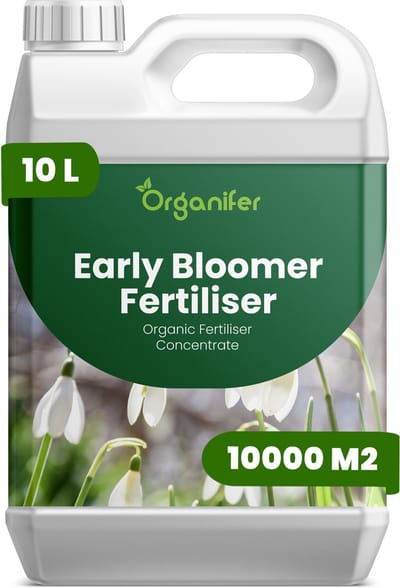 Vloeibare Meststof Voor Vroegbloeiende Planten 10 Voor 10000 M2 - Npk 3-4-3 - Beter Bloemgrootte - Kleurintensiteit - Sierwaarde Ondersteunt Krachtige Vroege Seizoensgroei Bij Alle Vroegbloeiende Planten - Organifer