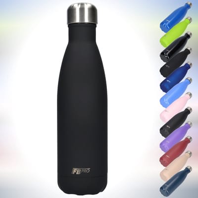 FBFS19, Thermosfles, Drinkfles, Waterfles - Modern & Slank Design - Thermos Fles voor de Warme en Koude Dagen - Dubbelwandig - Robuuste Thermoskan - 500ml - Matte Dark Gray - Mat Donkergrijs