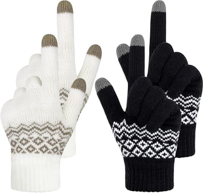 2 Paar Touchscreen Handschoenen voor Winter - Unisex Gebreide Warme Handschoenen voor Mannen en Vrouwen, Flexibel en Comfortabel
