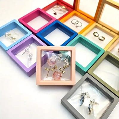 VANDAAG VERZONDEN - Sieradendoos - 12 STUKS - Displaybox - 3D zwevende vitrine - Zwarte opbergdoos - Elastische folie - Stofdicht - Sieraden opbergen - Kettingen en ringen - Presentatiebox - Cadeau