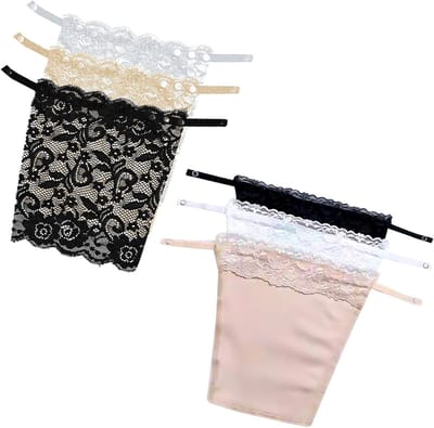 6 Stuks Clip-on Mock Camisole Bra Inserts voor Dames - Zwart Modesty Paneel voor Extra Bedekking