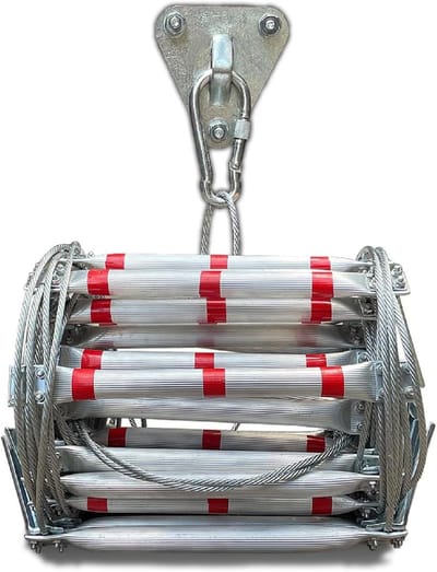 Touwladder Opvouwbaar - Veiligheidsladder Noodladder - Noodevacuatie Thuis - Aluminiumlegering Staaldraad - 20 Meter - Zilver