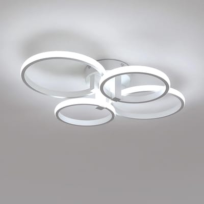 Goeco plafondlamp - 58cm - Groot - LED - 48W - 5400LM - 4 ronde ringen - aluminium - 6500K - koel wit licht - voor woonkamer, slaapkamer, keuken