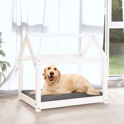 Hondenbed - Hondenhok Bank - Binnen Rusten - Massief Grenenhout Frame - 81x60x70 cm - Wit