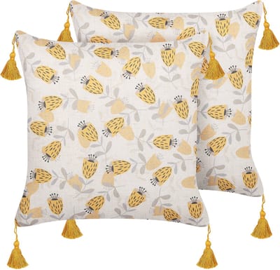 ABUTILON - Sierkussen set van 2 - Lichtbeige - 45 x 45 cm - Polyester