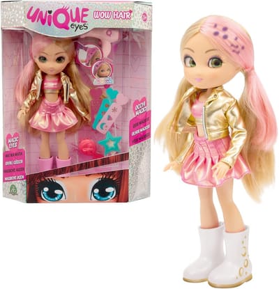 Grote pop - Speelgoedpop meisje - Kinderspel - Volgende ogen haarstyling - 25 cm - Roze
