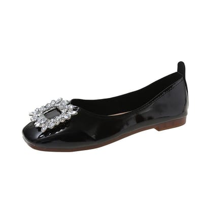 Zomer Nieuwe Dames Enkelschoenen Vierkante Neus Strass Hoge Hakken Dames Dikke Hak Brede Voeten Grote Maat Dames Schoenen 40 zwart