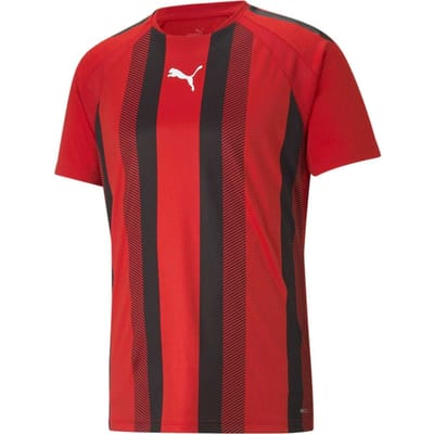 Puma Heren Team Liga Gestreept T-Shirt (Rood/Zwart/Wit)