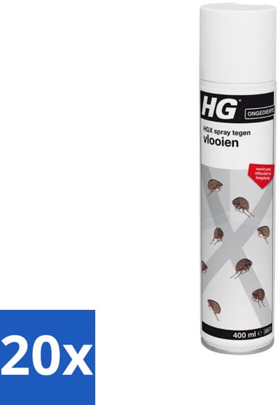 20 x HG X Spray Tegen Vlooien 400 ml - Vlooienbestrijding - Vlooienverwijdering - Vlooienprobleem - Vlooienbestrijdingsmiddel - Vlooienverwijderen