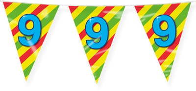 LUQ – Vlaggenlijn Happy Party 9 Jaar – Veelkleurig – 10 m Luxe Verjaardag Feest Versiering – Slinger – Direct Ophangen