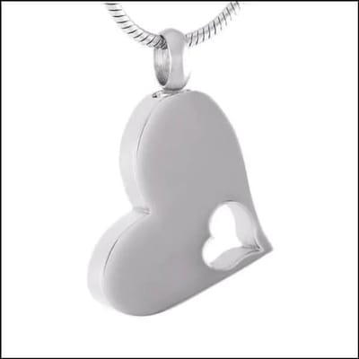 Aramat Jewels | Gedenkhangers | Stalen Hart Ashanger – Zilverkleurig Assieraad RVS Gedenksieraad | Hart met Hartje-3x1.8cm | |20mm | Staal | Volwassenen | Verkleurd niet