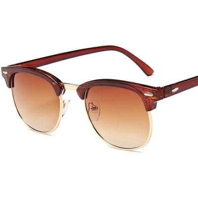 Gepolariseerde zonnebril voor heren en dames Semi-randloos Designer Oog Zonnebril Klassieke Stijl UV400 Bescherming As Picture brown